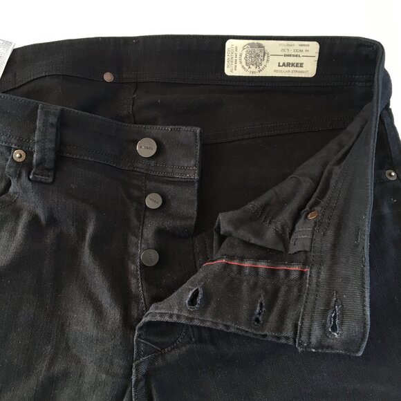 Diesel Larkee Regular Straight Black Button Fly Jeans 33 - Picture 3 of 12